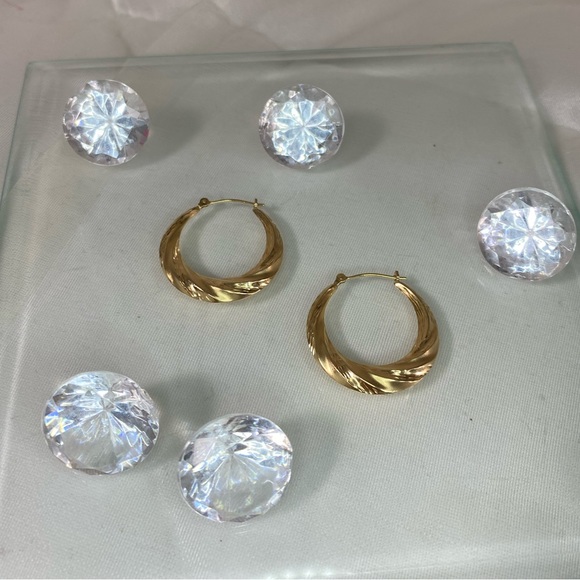 14K YELLOW GOLD classic twisted hoop earrings REAL GOLD 1” - Picture 4 of 10